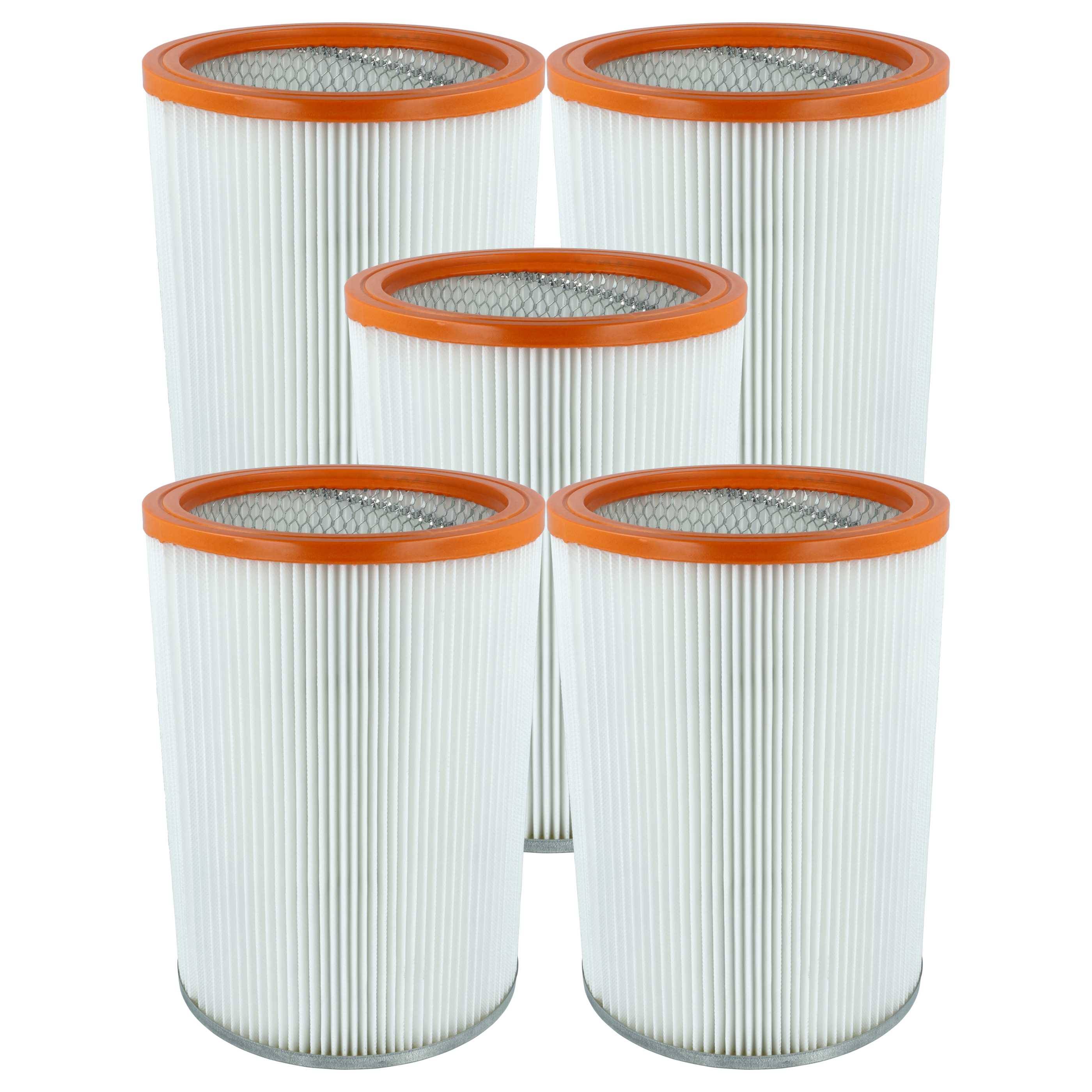 vhbw 5x Faltenfilter kompatibel mit WAP Turbo D/X-B1. | D-B1, M1, D2, M2, D Staubsauger - Patronenfilter Orange Weiß