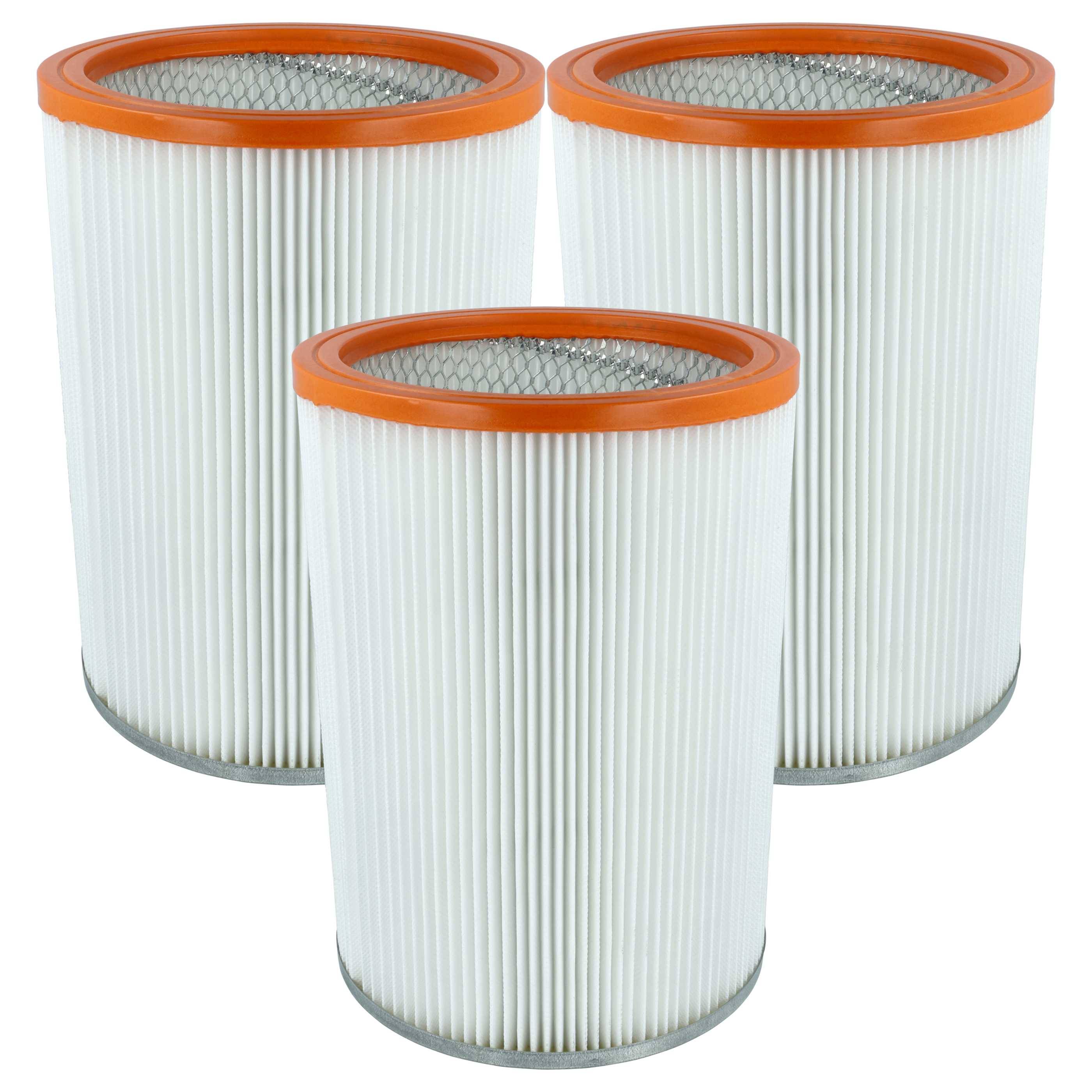 vhbw 3x Faltenfilter kompatibel mit Nilfisk / Alto / Wap EC 850-E | EC 850, 41164 Staubsauger - Patronenfilter Orange