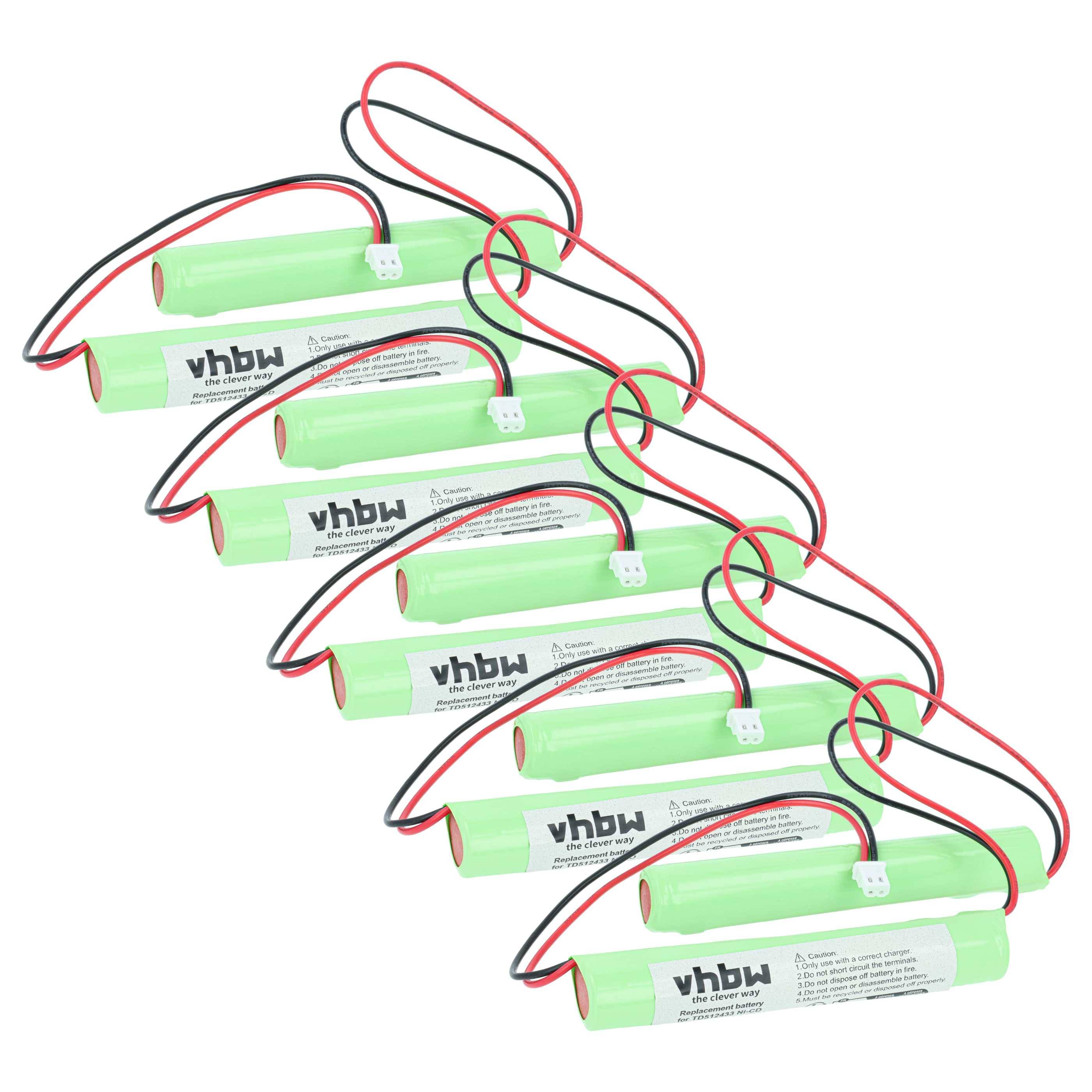 vhbw 5x Akku kompatibel mit BAES OVA 38459 Fluchtweg, Notfallbeleuchtung (800 mAh, 4,8 V, NiCd)