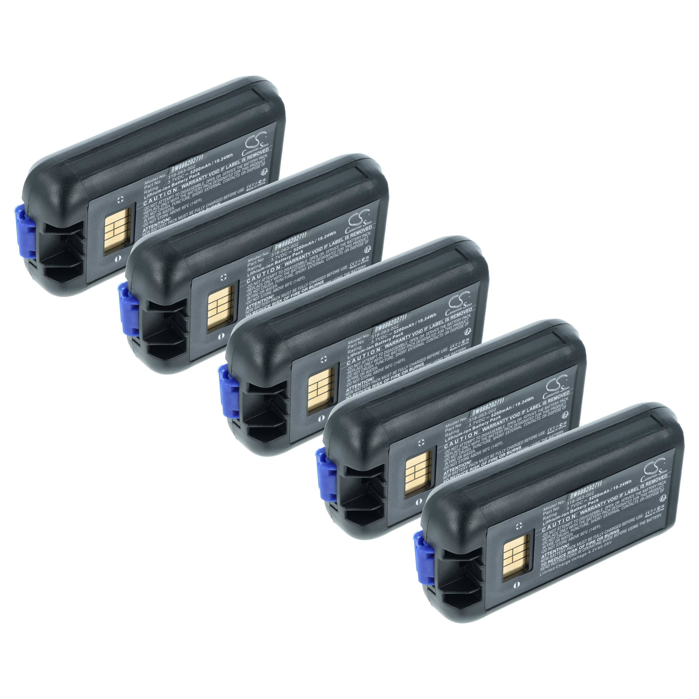 vhbw 5x Akku kompatibel mit Dolphin CK65 Handheld Computer Scanner (5200 mAh, 3,7 V, Li-Ion)