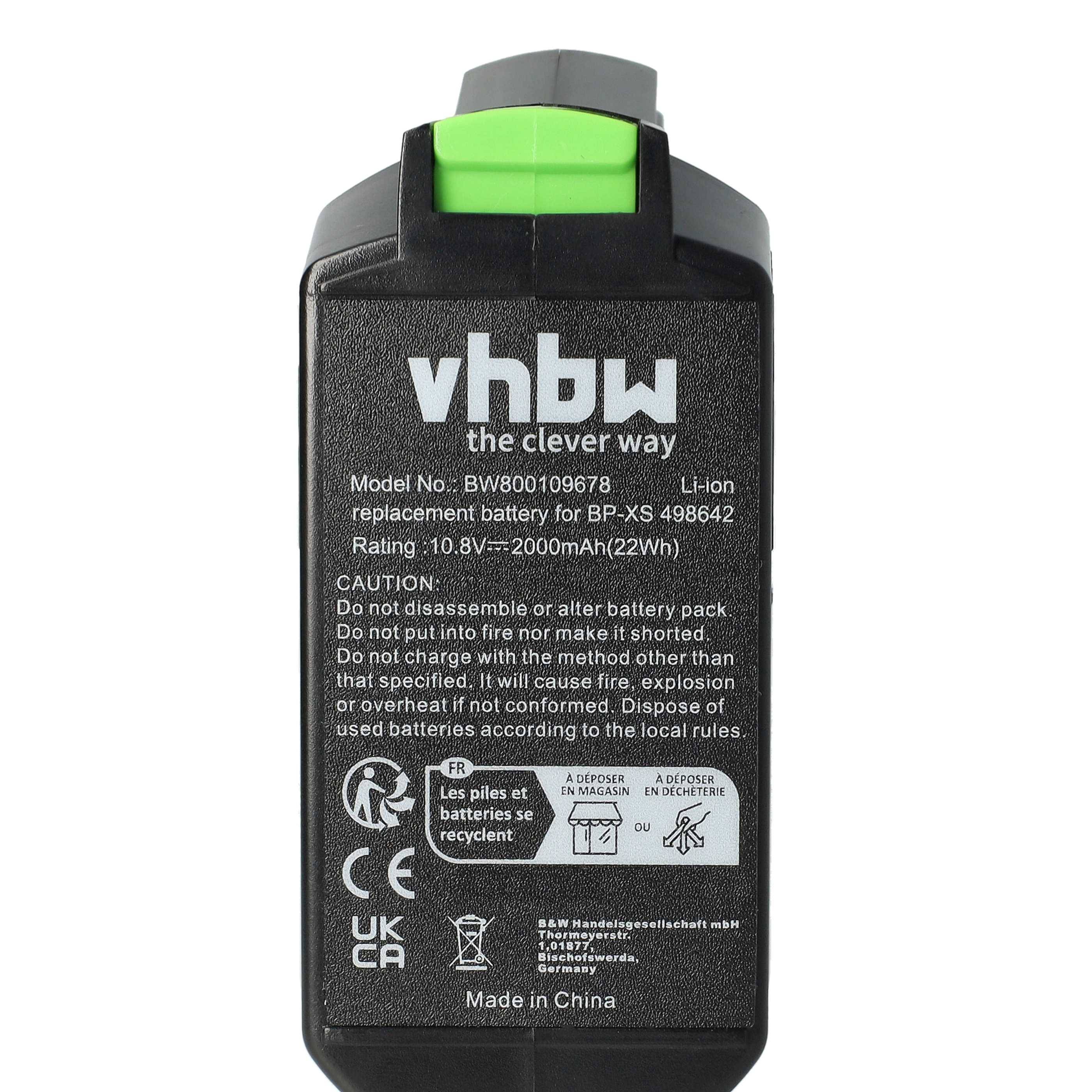 vhbw 3x Akku kompatibel mit Festool CXS 2.6 Li Set, CXS 2.6 Li Plus, CXS 1.5 Li Set, CXS Li Werkzeug (2000 mAh, Li-Ion