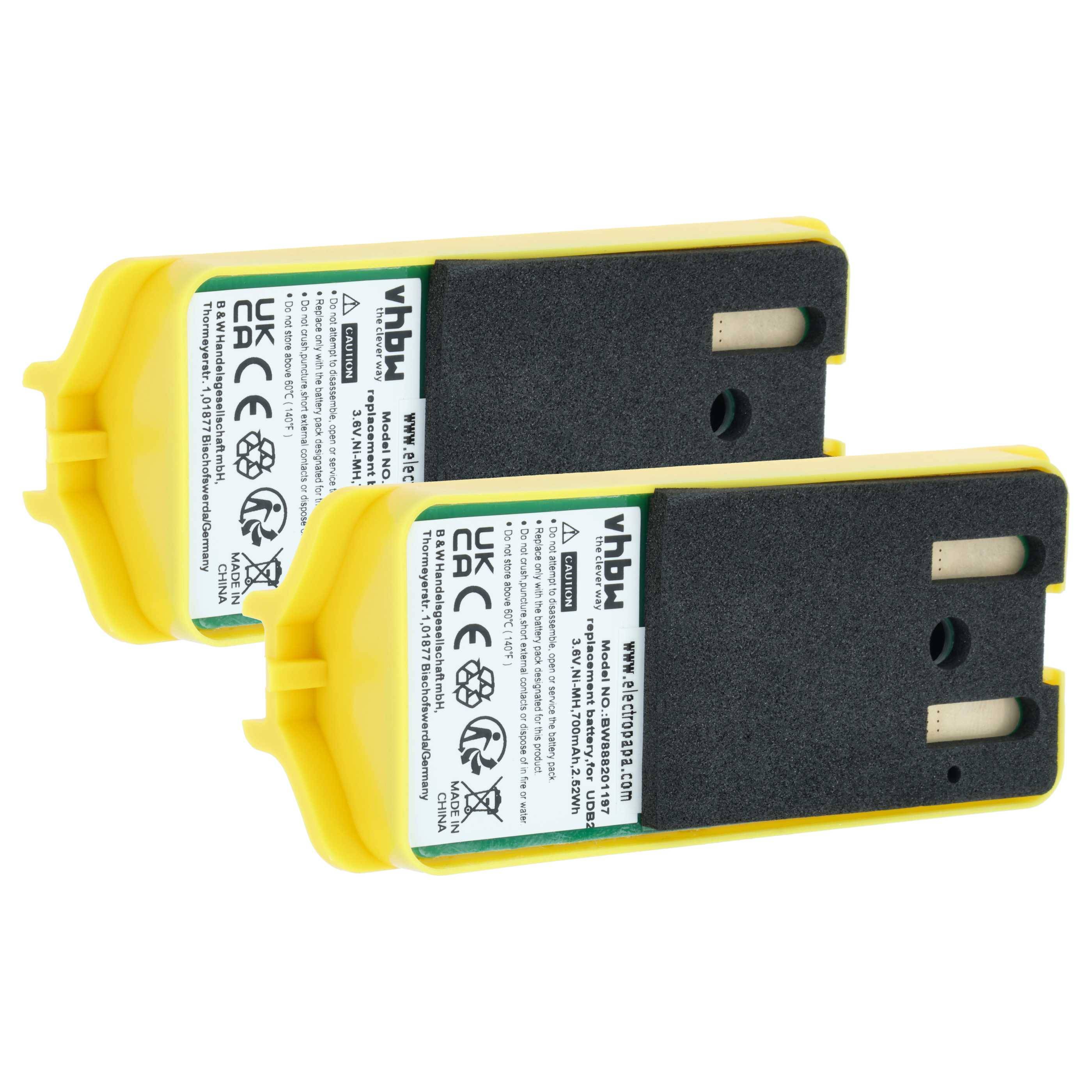 vhbw 2x Akku Ersatz für JAY UDB2 für Funkgerät, Walkie Talkie (700 mAh, 3,6 V, NiMH)
