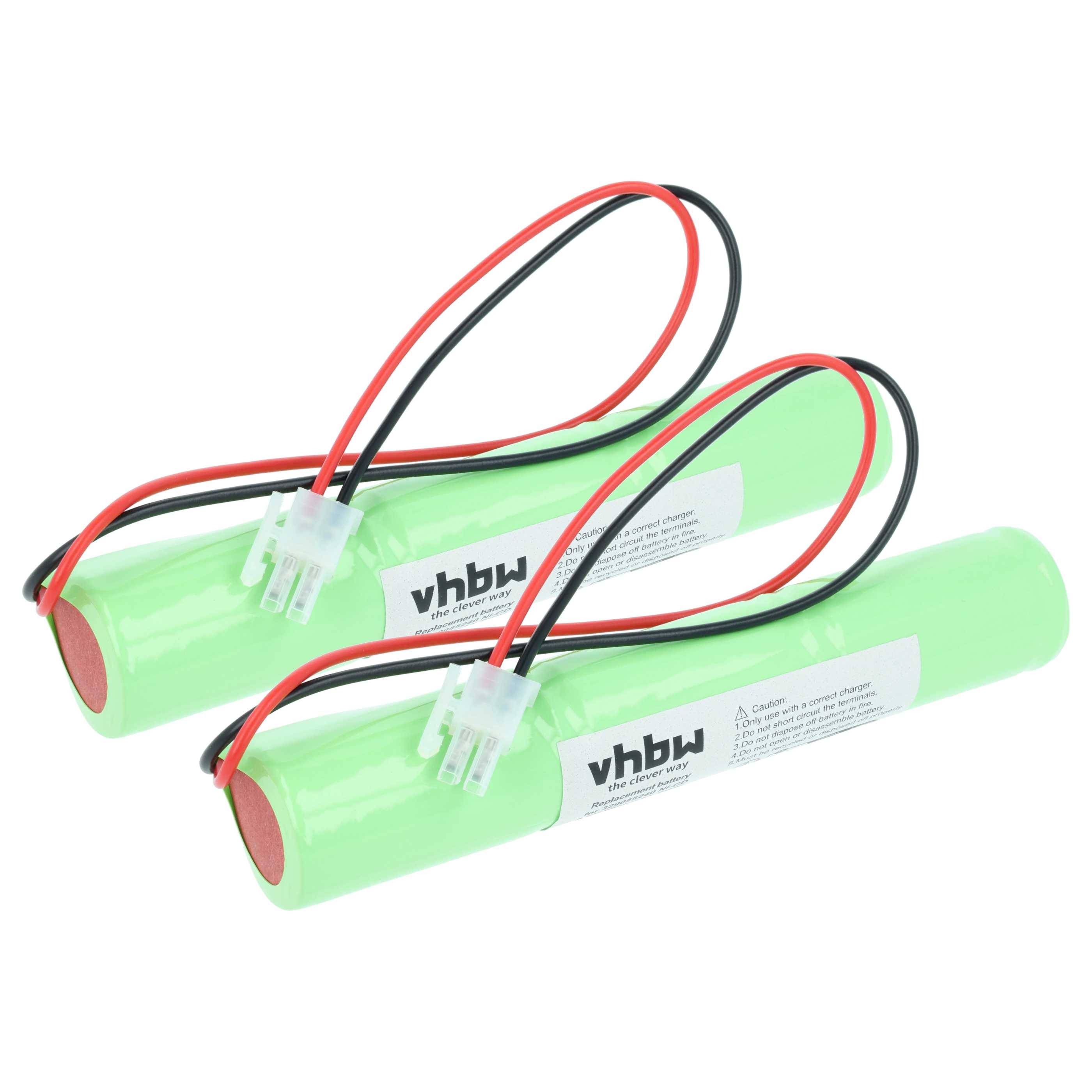 vhbw 2x Akku Ersatz für BAES 329055240 für Fluchtweg, Notfallbeleuchtung (2500 mAh, 3,6 V, NiCd)