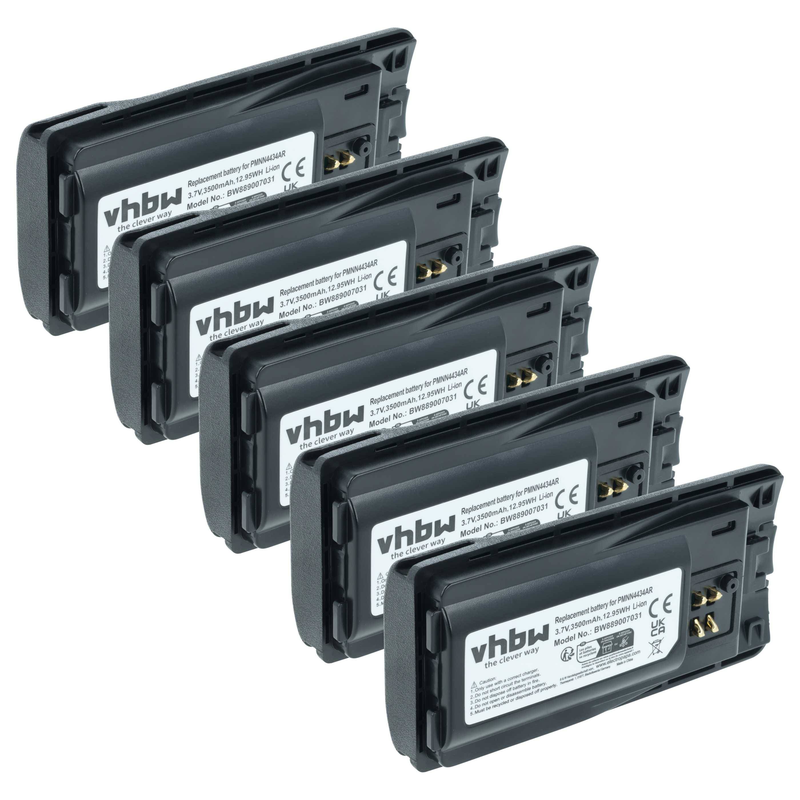 vhbw 5x Akku kompatibel mit Motorola RMV2080, XT460, XT420, XT660d Funkgerät, Walkie Talkie (3500 mAh, 3,7 V, Li-Ion)