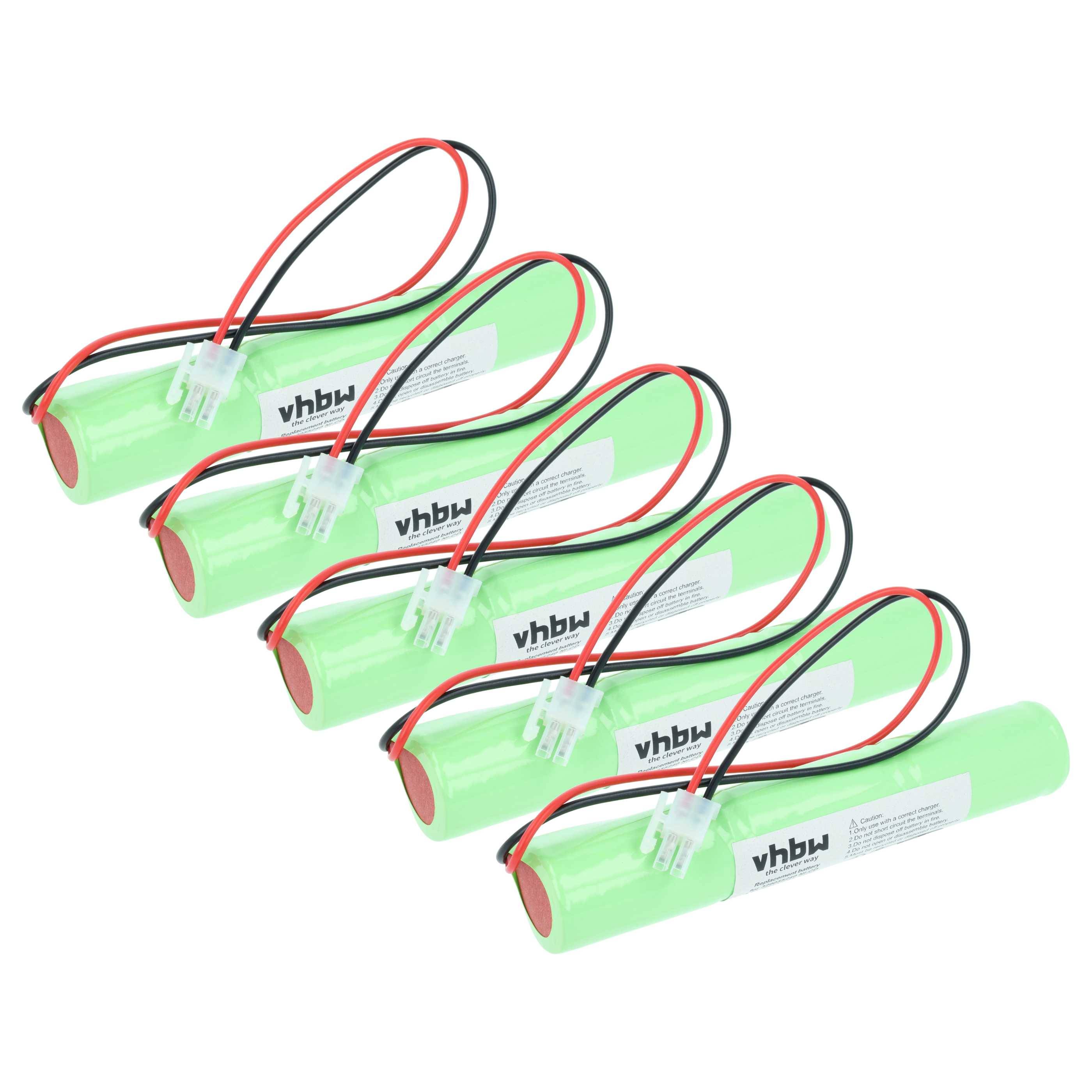 vhbw 5x Akku kompatibel mit BAES OVA TD210331 Fluchtweg, Notfallbeleuchtung (2500 mAh, 3,6 V, NiCd)