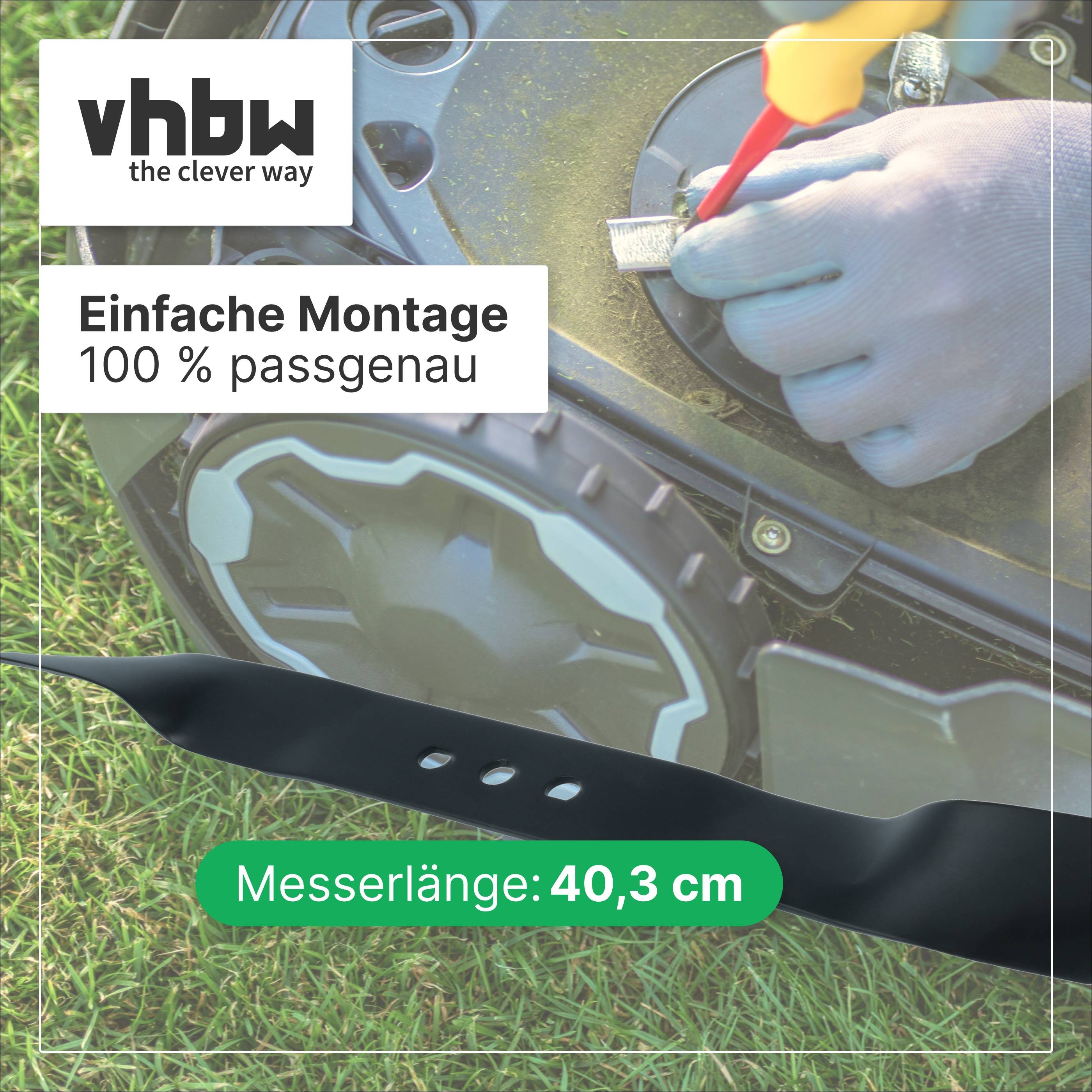 vhbw Ersatz-Messer Ersatz für Scheppach 7911200625 für Rasenmäher | Ersatzklinge Schwarz, Stahl