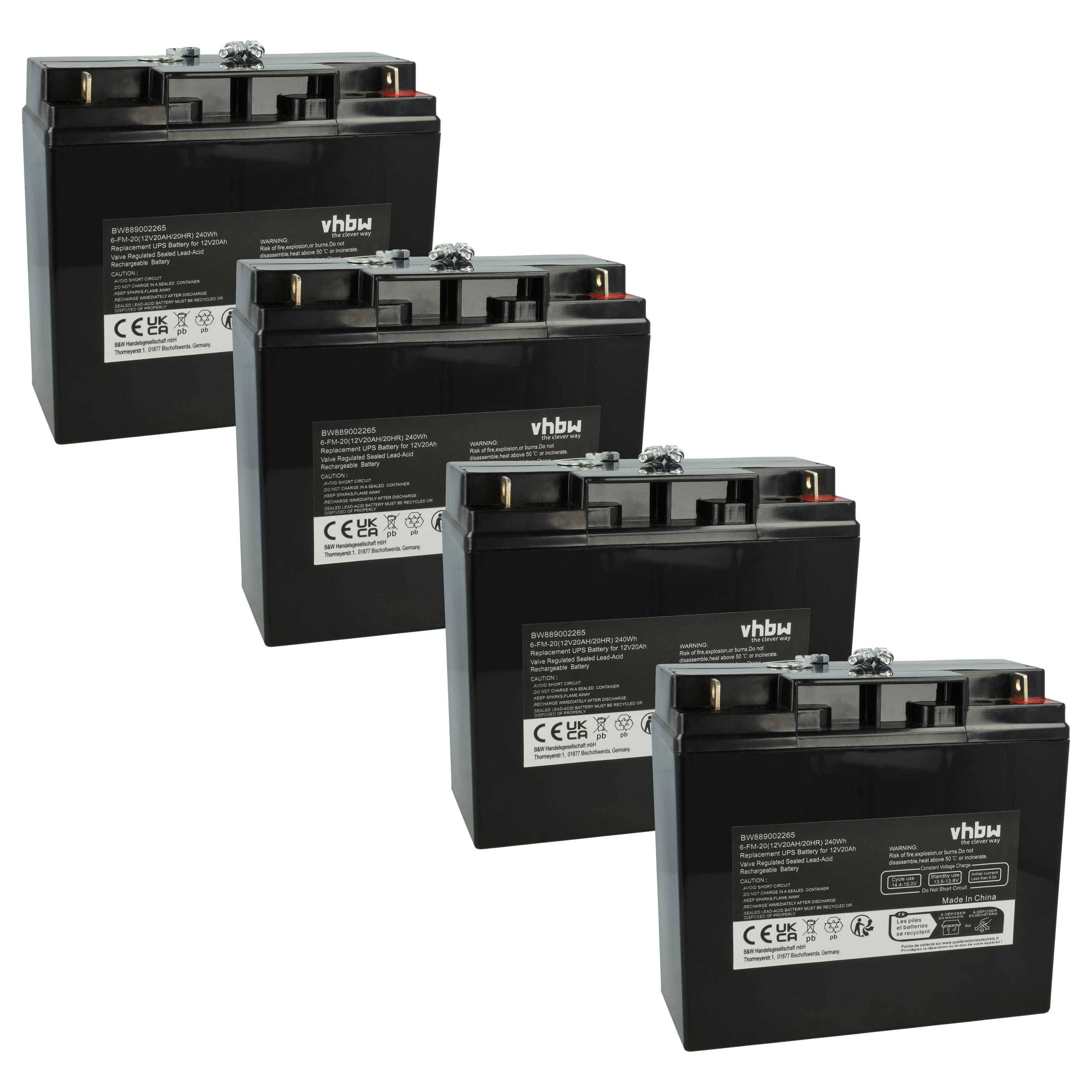 vhbw 4x Akku Ersatz für AGM10 für USV (20 Ah, 12 V, AGM)