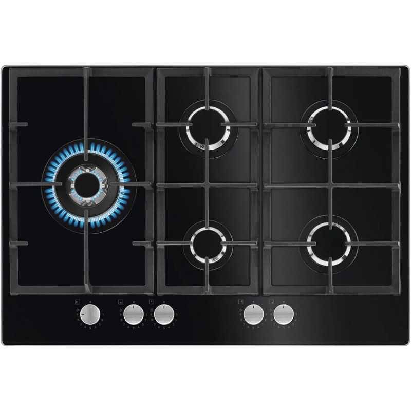 HKB75820NB, Schwarz, Integriert, 75 cm, Gaskochfeld, Glas, 5 Zone(n)