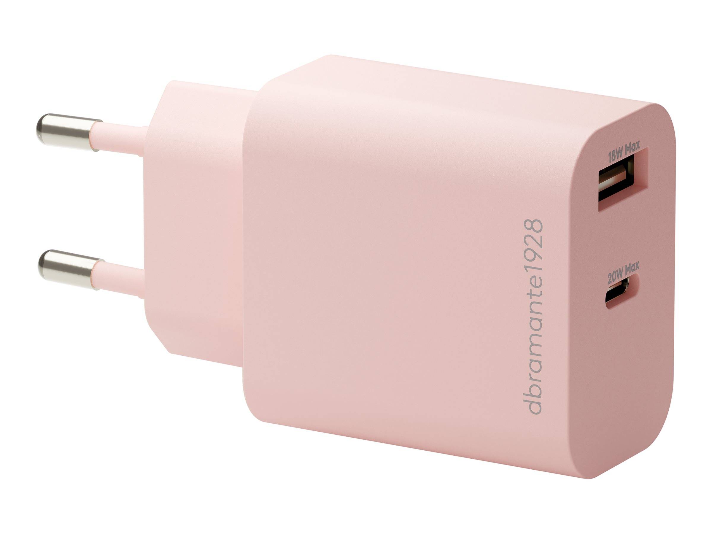 dbramante1928 re-charge - Netzteil - 20 Watt - 2 Ausgabeanschlussstellen (USB-C, USB) - pink - &