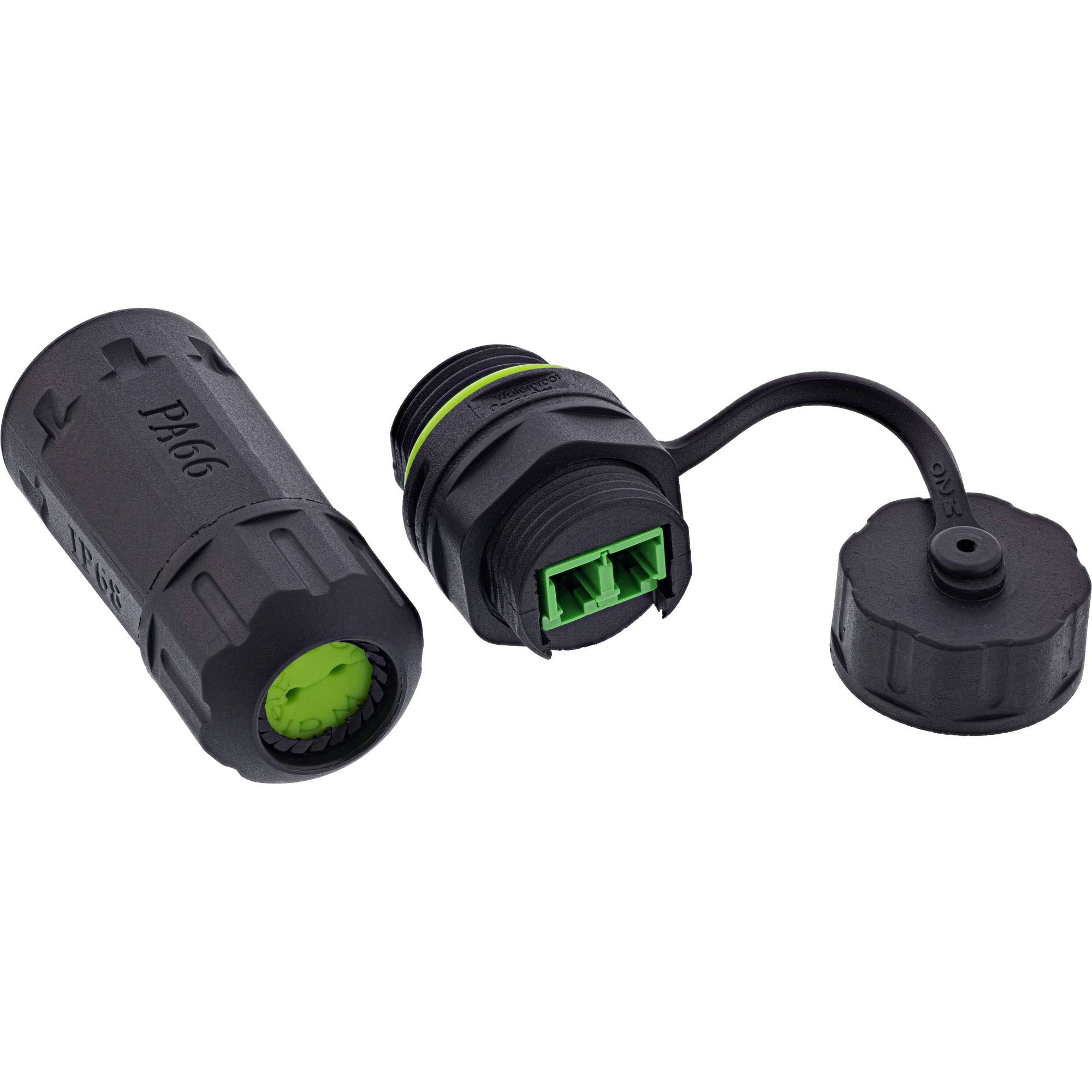 InLine® LWL-Kabelkupplung LC, kurz, IP68, 2x2 LC Buchse, M20 Adapter / Konverter IP68 Wasserdichte