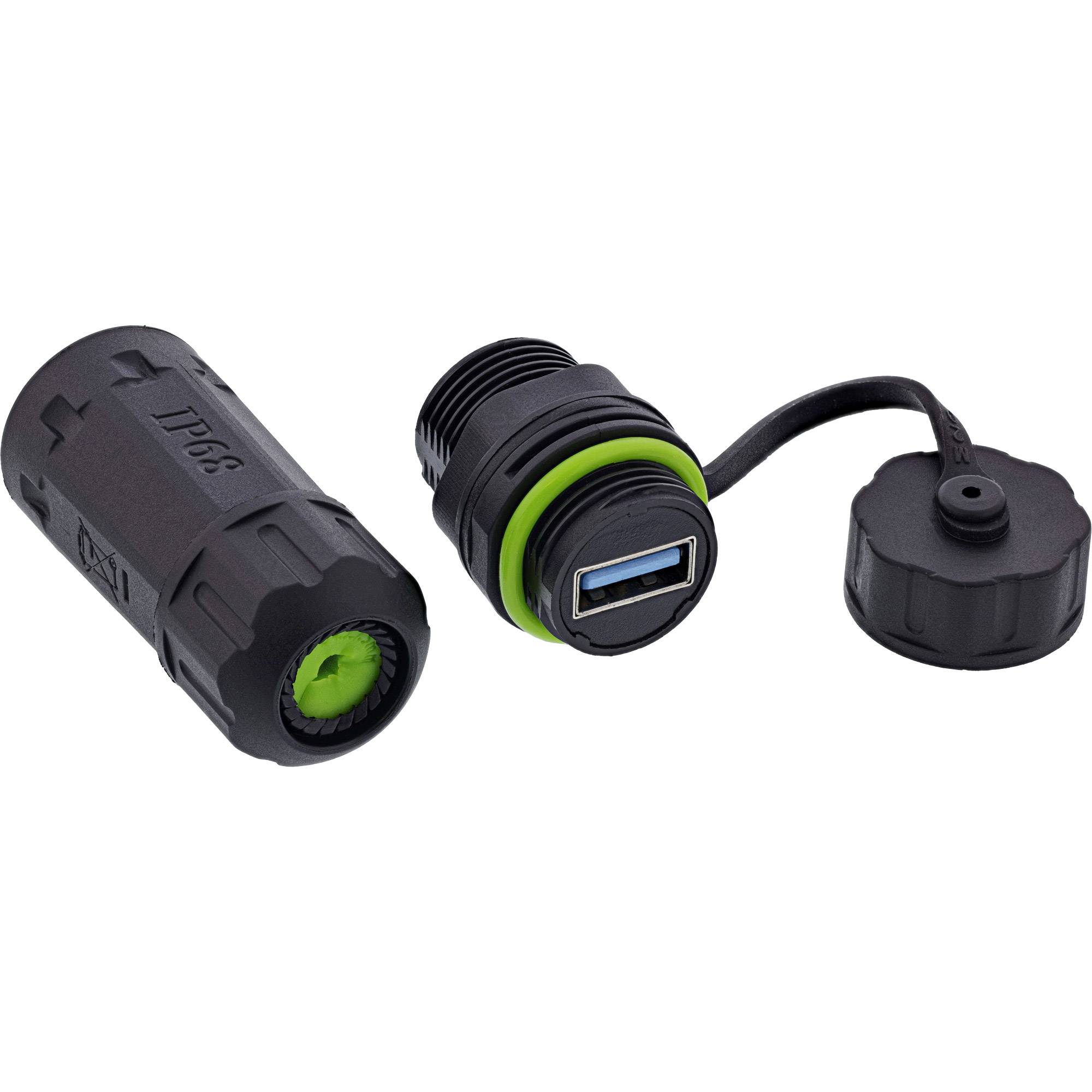 InLine® LWL-Kabelkupplung LC, kurz, IP68, 2x2 LC Buchse, M20 Adapter / Konverter IP68 Wasserdichte