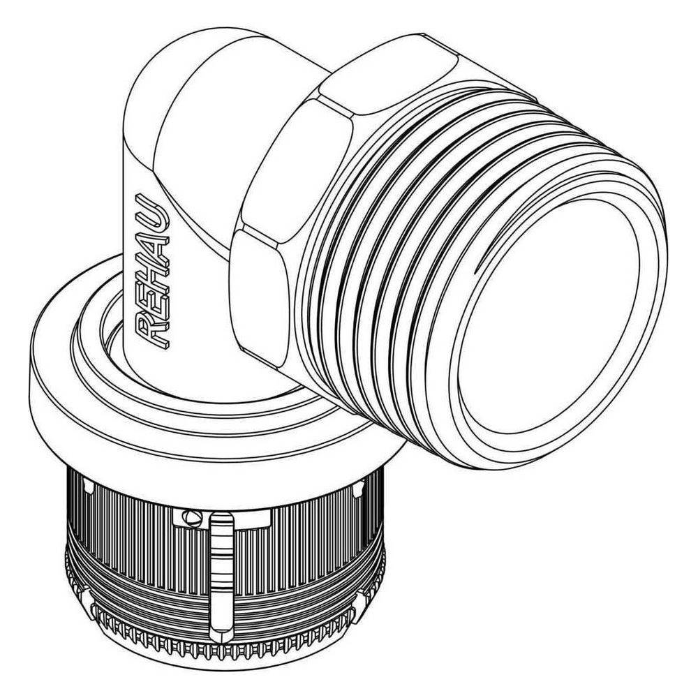 Rehau Winkelübergang Fastloc EXplus, 20mm x R 3/4", Messing