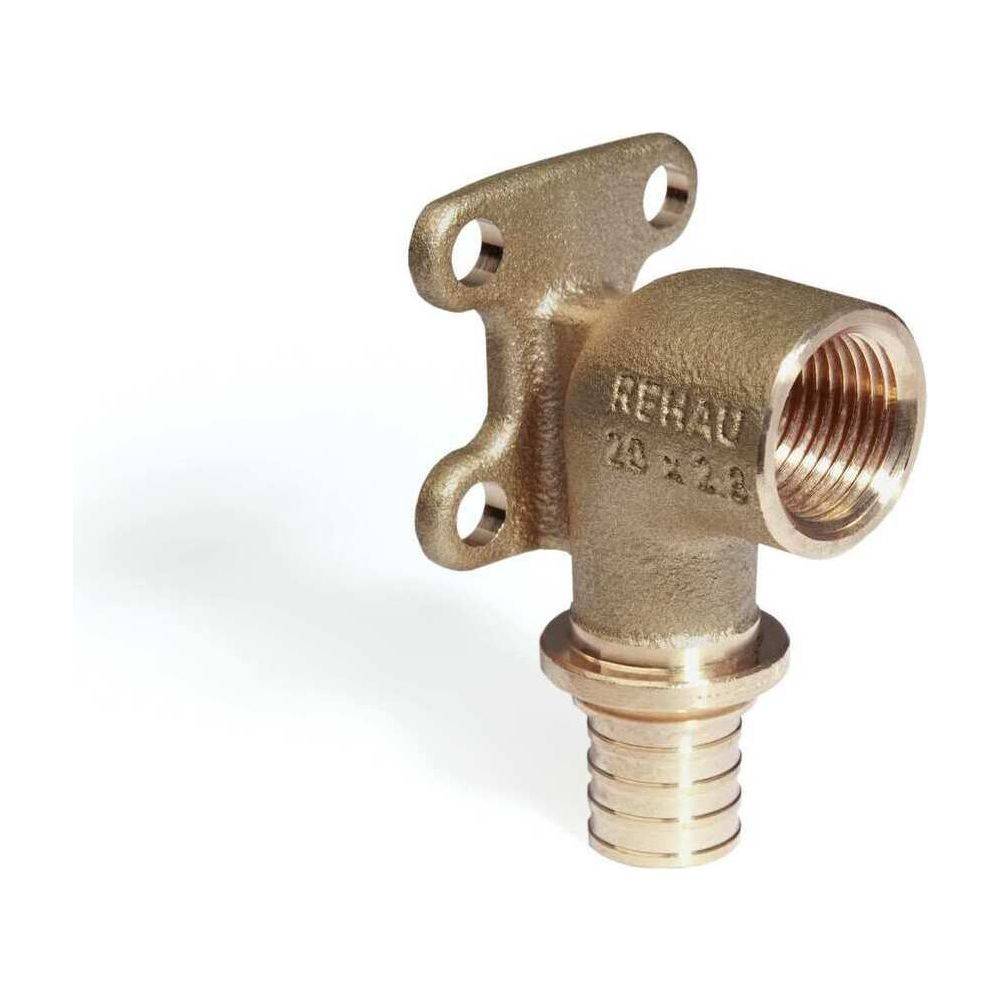 Rehau Wandwinkel Rautitan RXplus, 16mm x Rp 1/2", mit quadratischer Wandscheibe, Rotguss