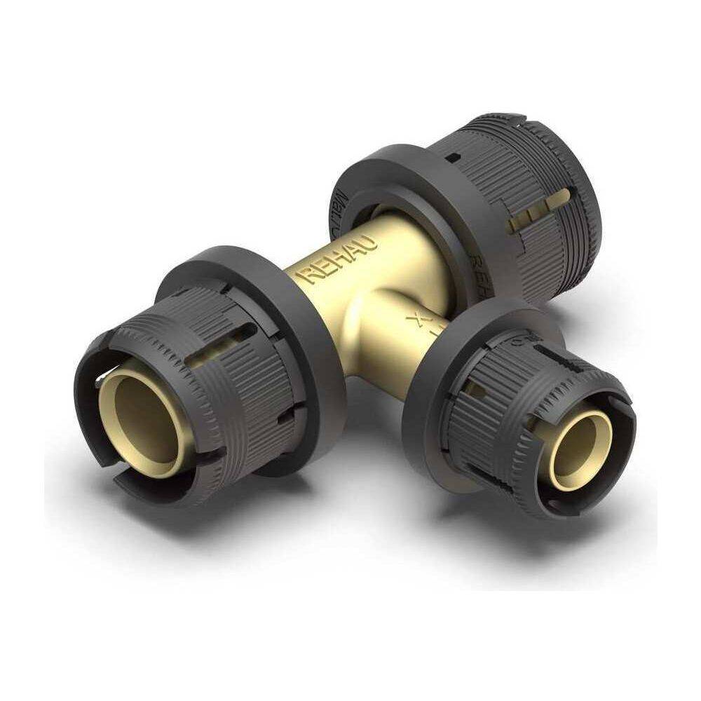 Rehau T-Stück Fastloc EXplus, Messing, 25x20x25mm