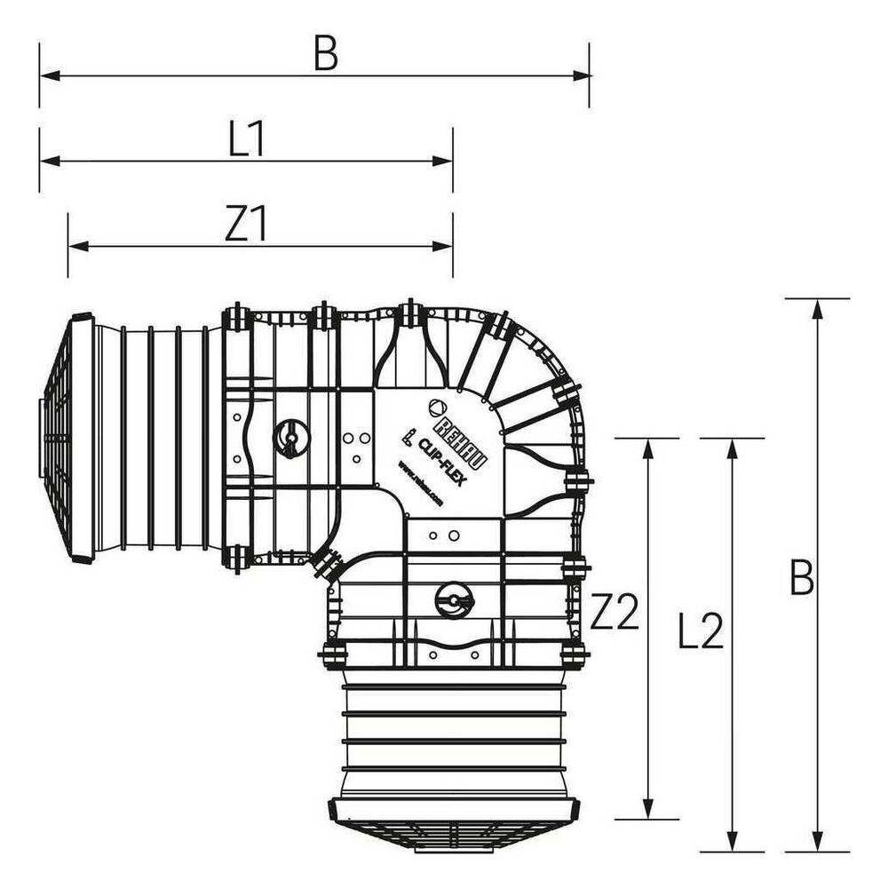 REHAU CLIP-FLEX L-Muffenset klein für Nahwärmerohre Ø90–150mm, 90°-Bögen, 1 Stk.