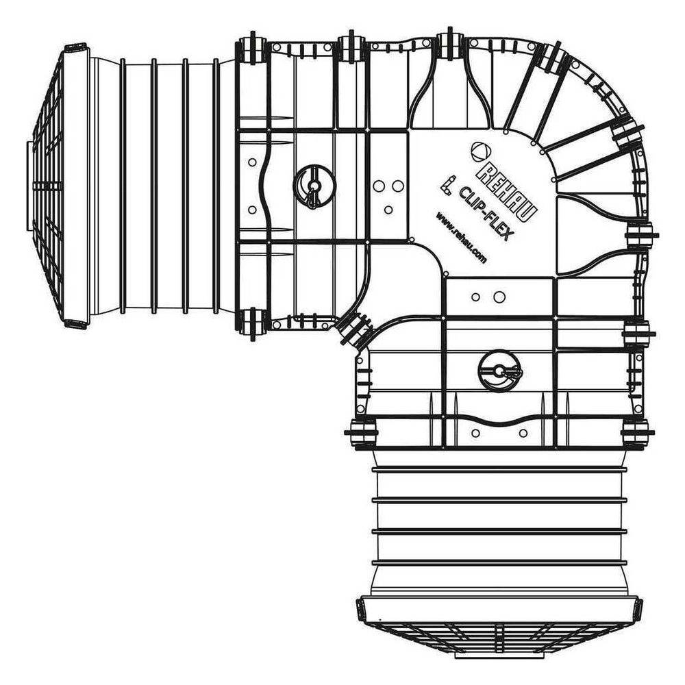 REHAU CLIP-FLEX L-Muffenset klein für Nahwärmerohre Ø90–150mm, 90°-Bögen, 1 Stk.