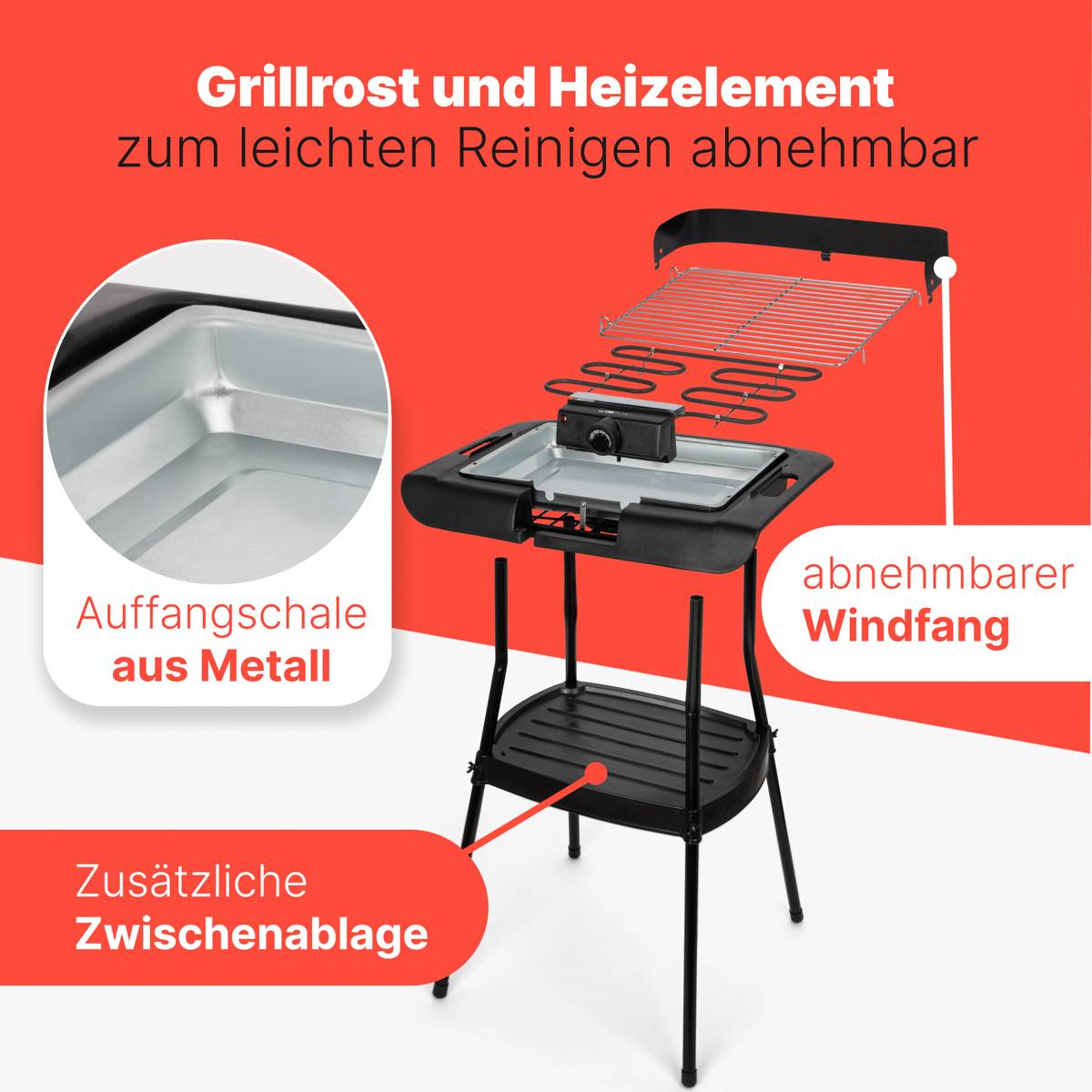 Clatronic Barbeque-Standgrill BQS 3842 schwarz