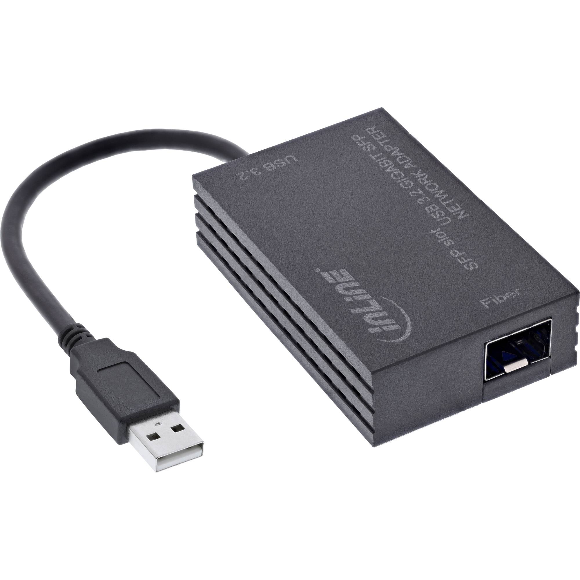 InLine® USB-A zu SFP Gigabit Fiber Netzwerkadapter (10/100/1000 Mb/s) Adapter / Konverter USB