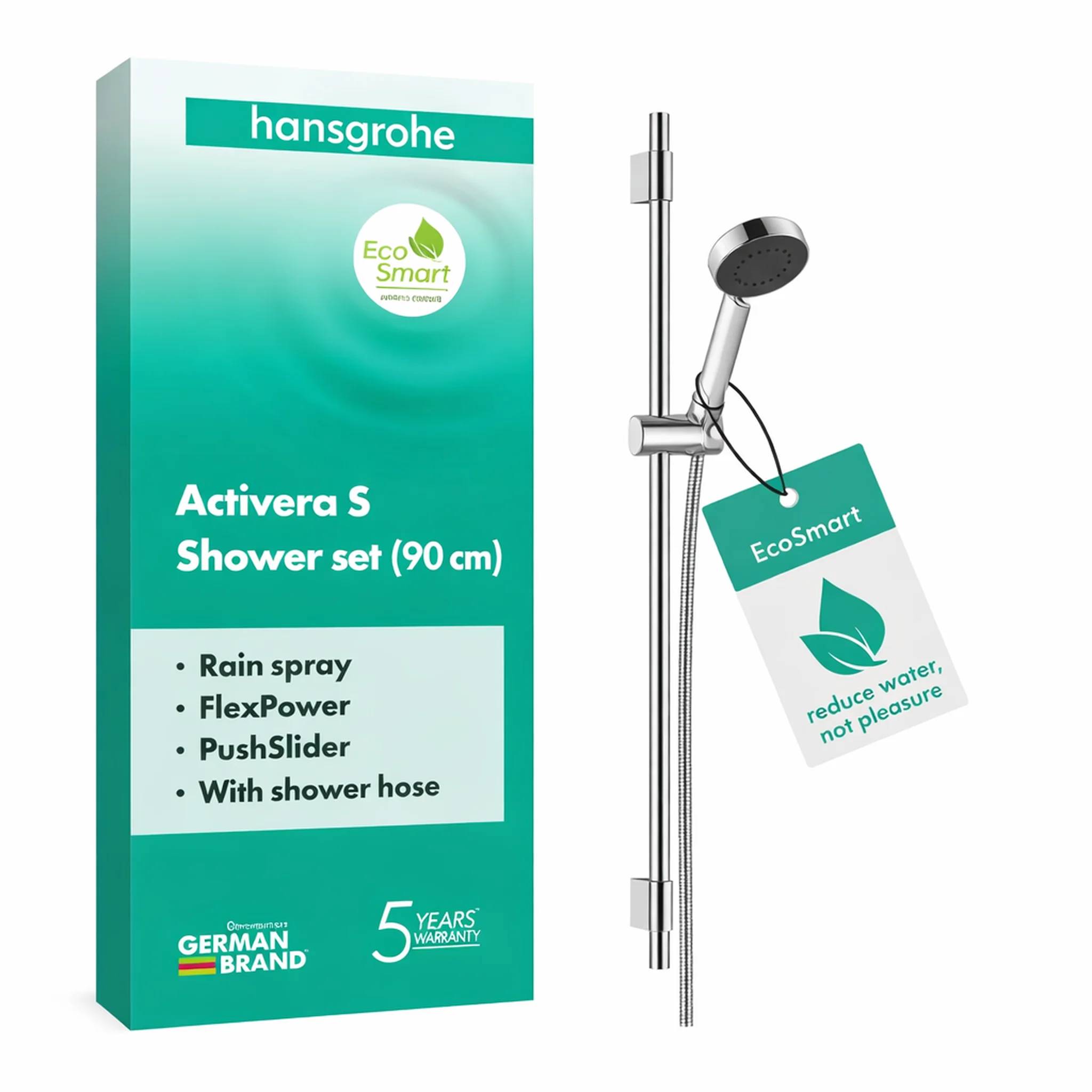 hansgrohe Activera S Brauseset 95 1jet EcoSmart mit Brausestange 90 cm, Chrom