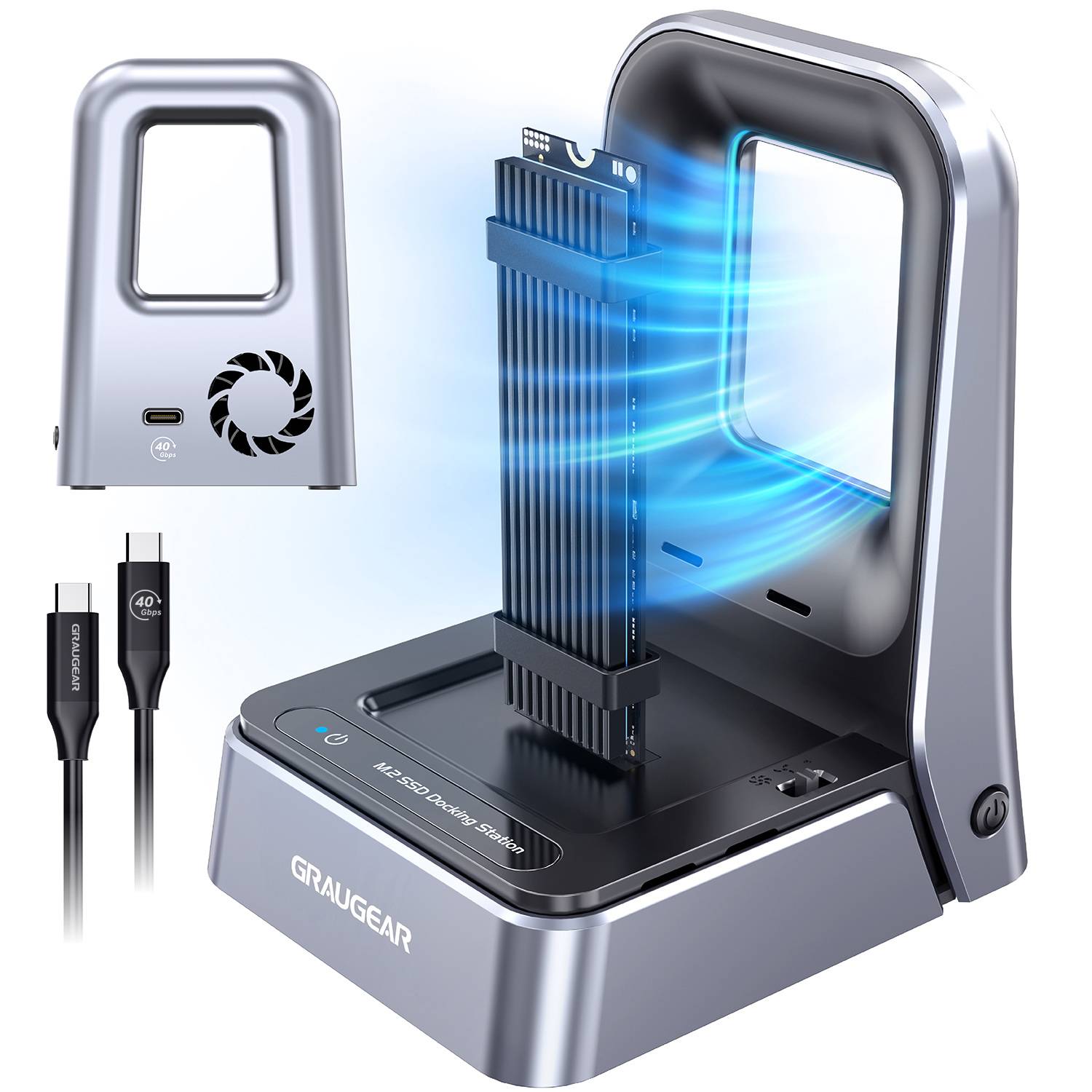 GRAUGEAR Docking Station 4.0 für M.2 PCIe Gen4x4 NVMe SSD Multimedia-Technik Dockingstation