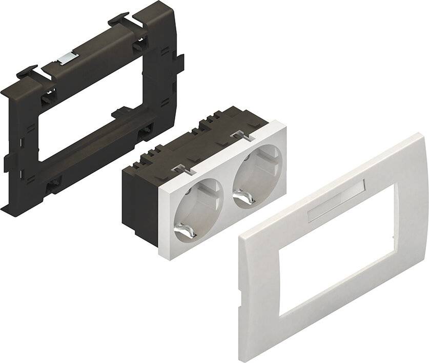HKL Zweifachsteckdoseneinheit weiss KES-2.3.3