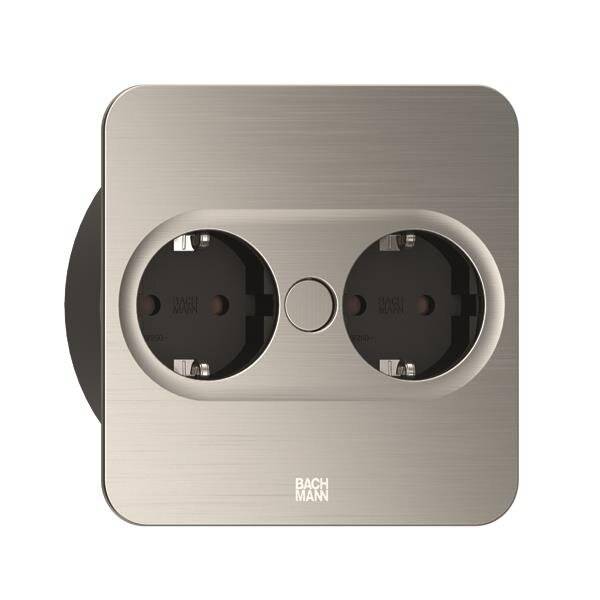 BACHMANN TWIST 2 2xCEE7/3 2,0m AEH Edelstahl-Optik eckig