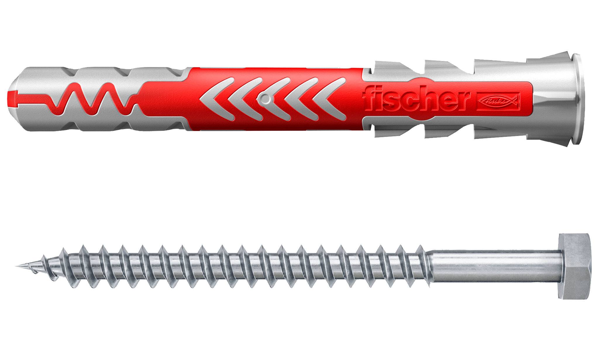 Fischer DUOPOWER 10 x 80 S LD, Spreizdübel, Beton, Metall, Grau, Rot, 80 mm, 1 cm