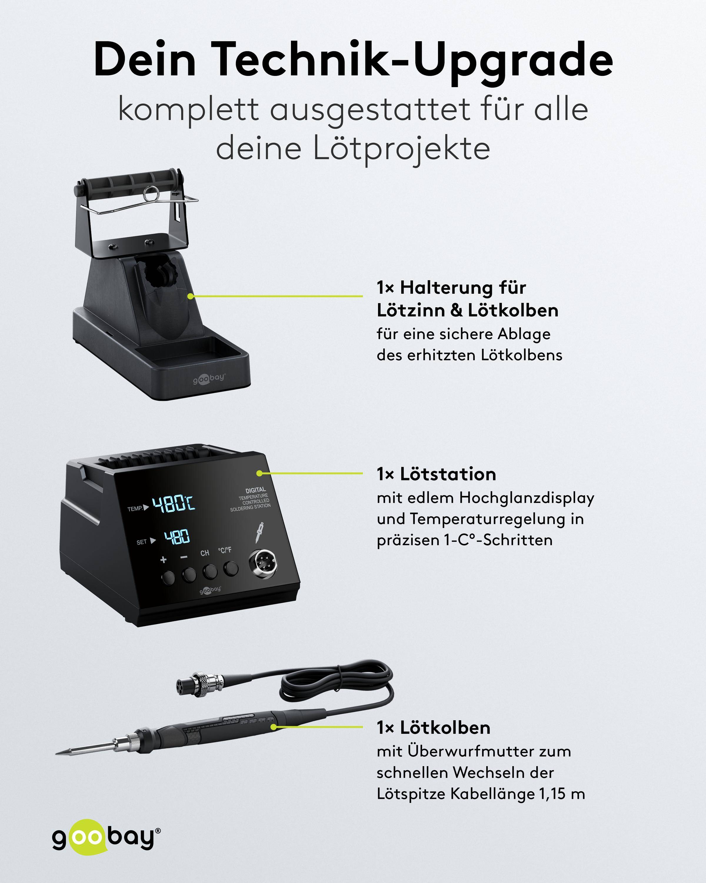 GOOBAY Digitale Lötstation, 78624, 70 W, 480 °C