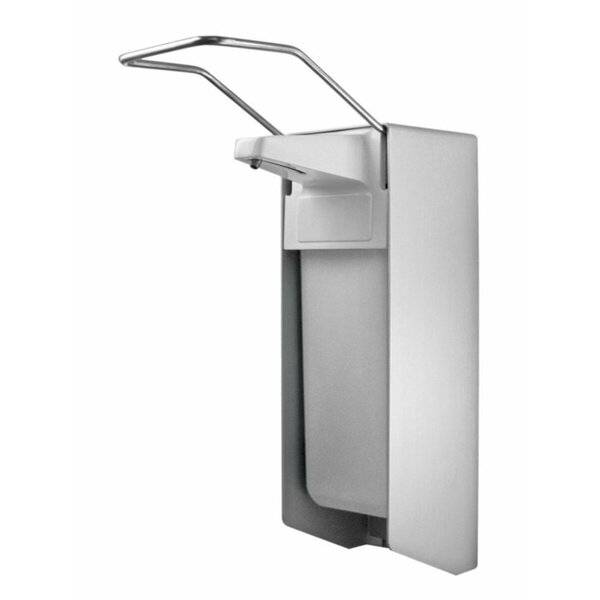 Desinfektionsmittel- & Seifen-Spender mit Armhebel - 1.000 ml grau Aluminium.