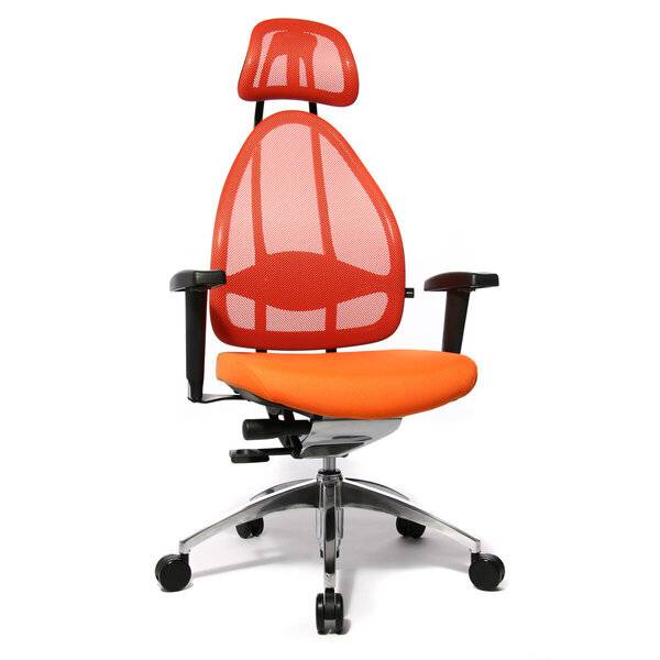 Drehstuhl Open Art 10 Netz - orange mit Armlehnen weiche Rollen.