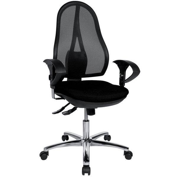 Bürodrehstuhl Open Point SY Deluxe - schwarz mit Armlehnen Sicherheitsdoppelroll.
