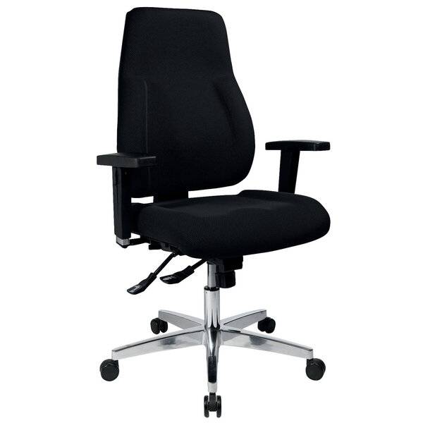 Bürodrehstuhl P91 - schwarz mit Armlehnen Sicherheitsdoppelrollen für alle Böden.