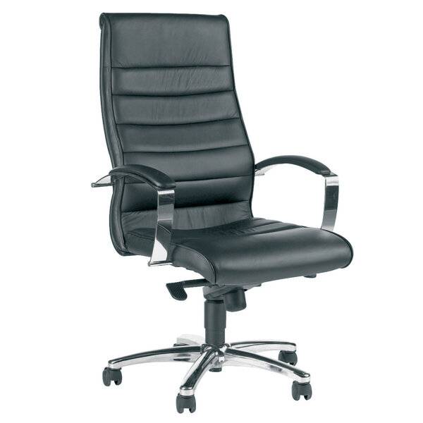 Chefsessel TD Luxe 10 - schwarz Leder mit Armlehnen Sicherheitsdoppelrollen für.