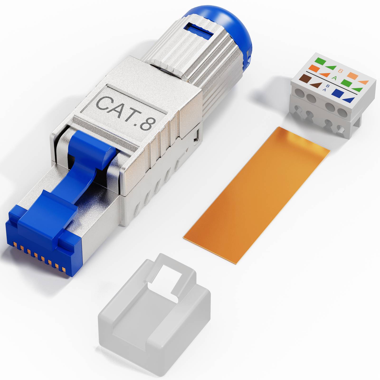 hb-digital 48x RJ45 Netzwerkstecker CAT 8 LAN Stecker PoE vergoldete Kontakte
