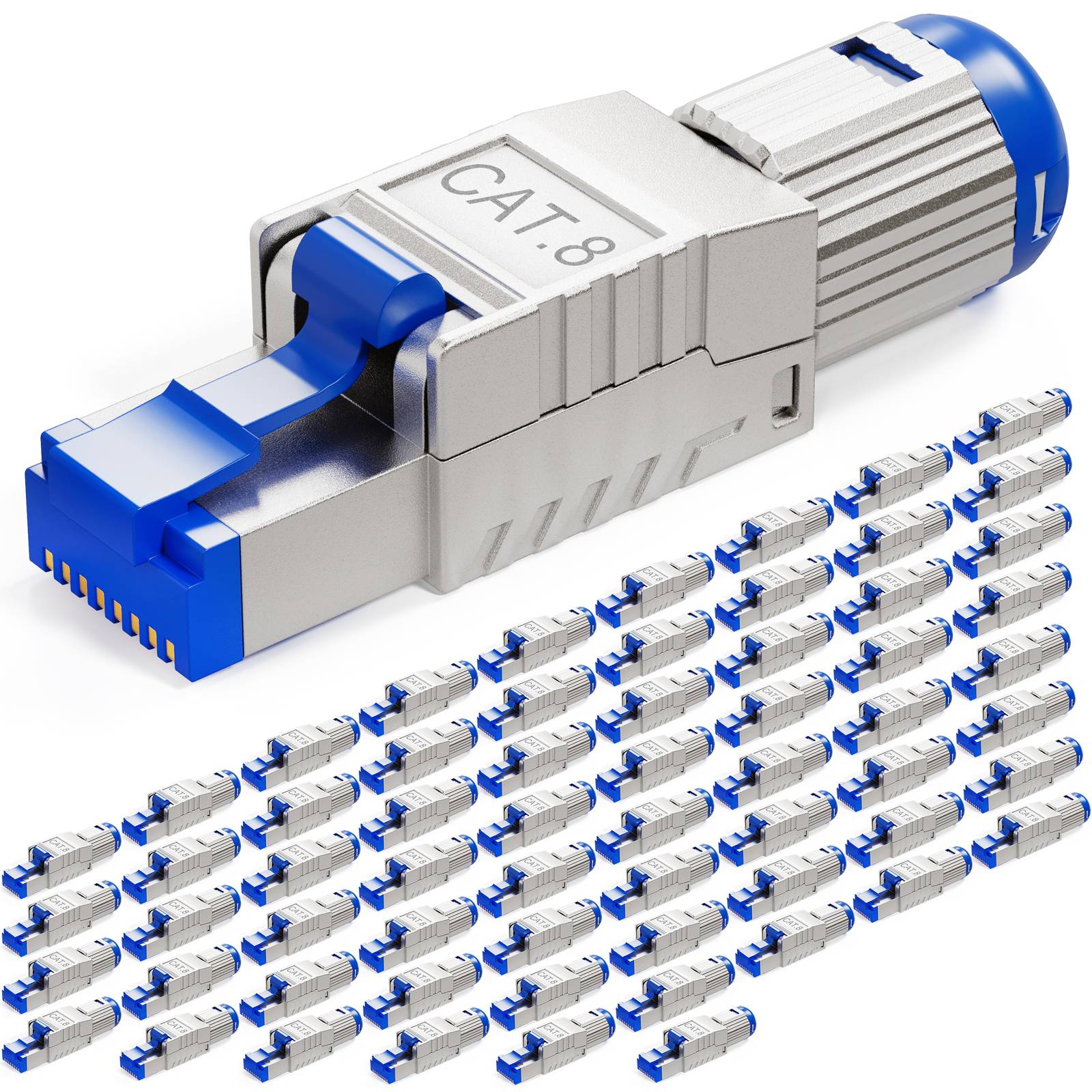 hb-digital 64x RJ45 Netzwerkstecker CAT 8 LAN Stecker PoE vergoldete Kontakte