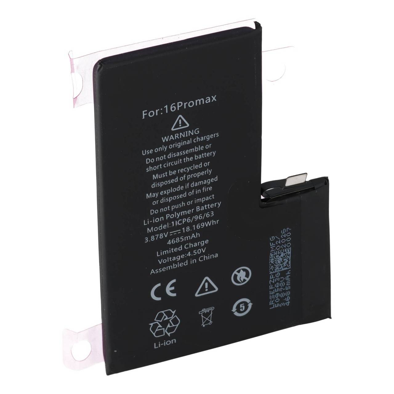 Akku passend für Apple iPhone 16 Pro Max Li-Polymer 3,87V 4685mAh 18,16Wh