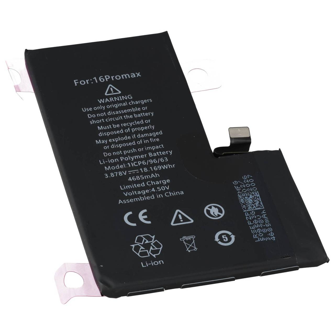 Akku passend für Apple iPhone 16 Pro Max Li-Polymer 3,87V 4685mAh 18,16Wh