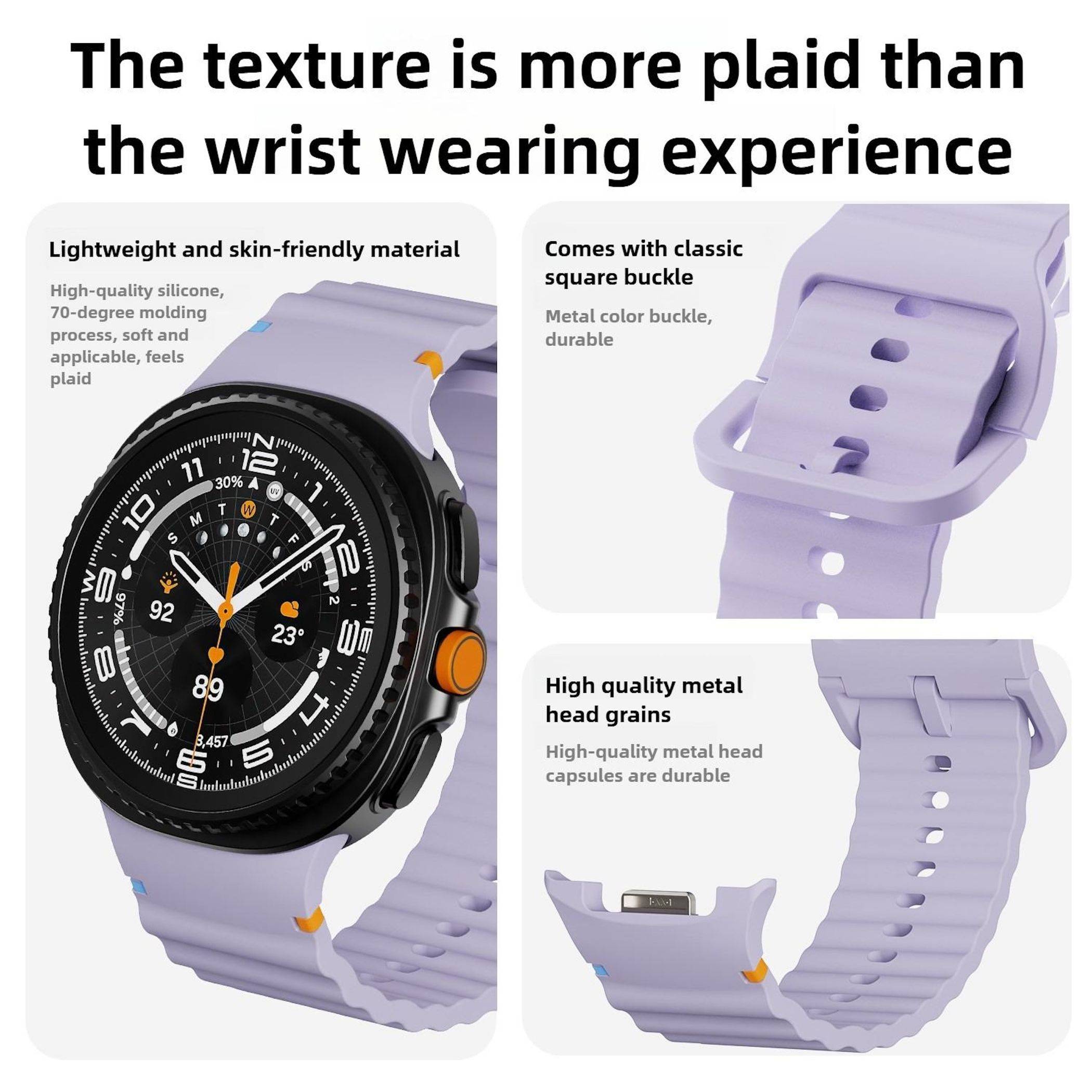 Silikon Armband für Samsung Galaxy Watch 9 / 8 / 8 Classic Wellenstruktur