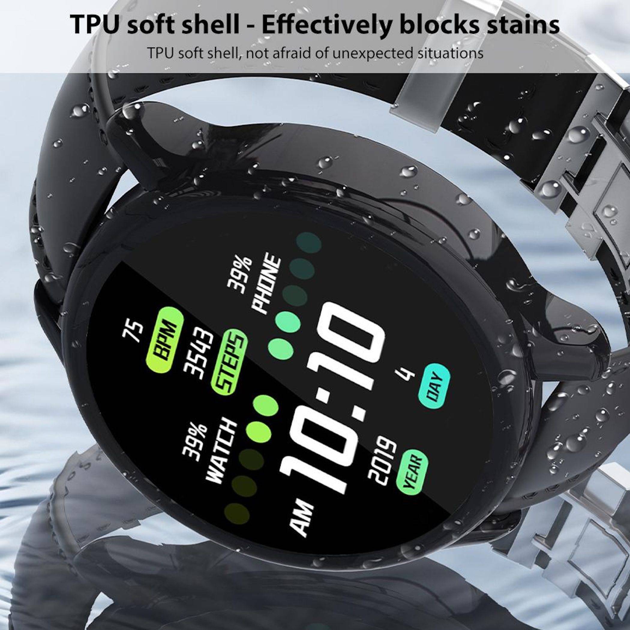 Für Garmin Vivoactive 6 Electroplated Full Cover TPU Schutz Hülle Schwarz