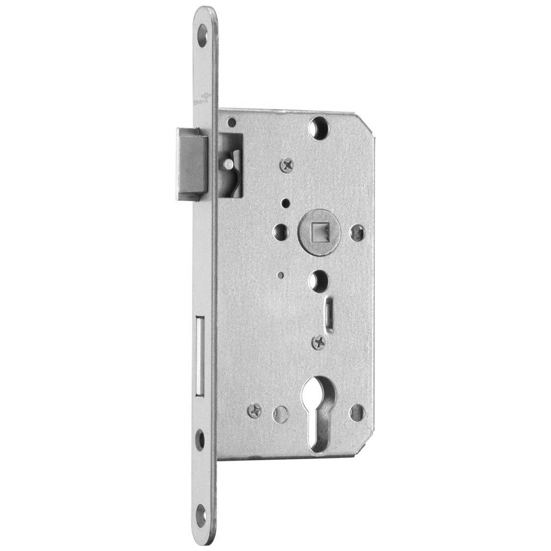 BMH Zimmertüren-Einsteckschloss- 50,PZW72/8,D55,F20, Stahl silber lackiert, DIN links