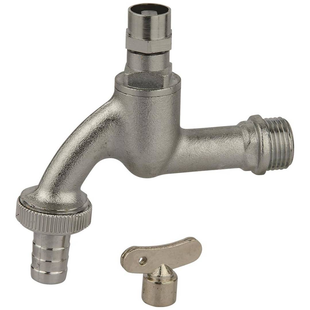 KIRCHHOFF MS Auslaufventil schlüssel, Chrom, 1/2AG x 3/4AG x 1/2T