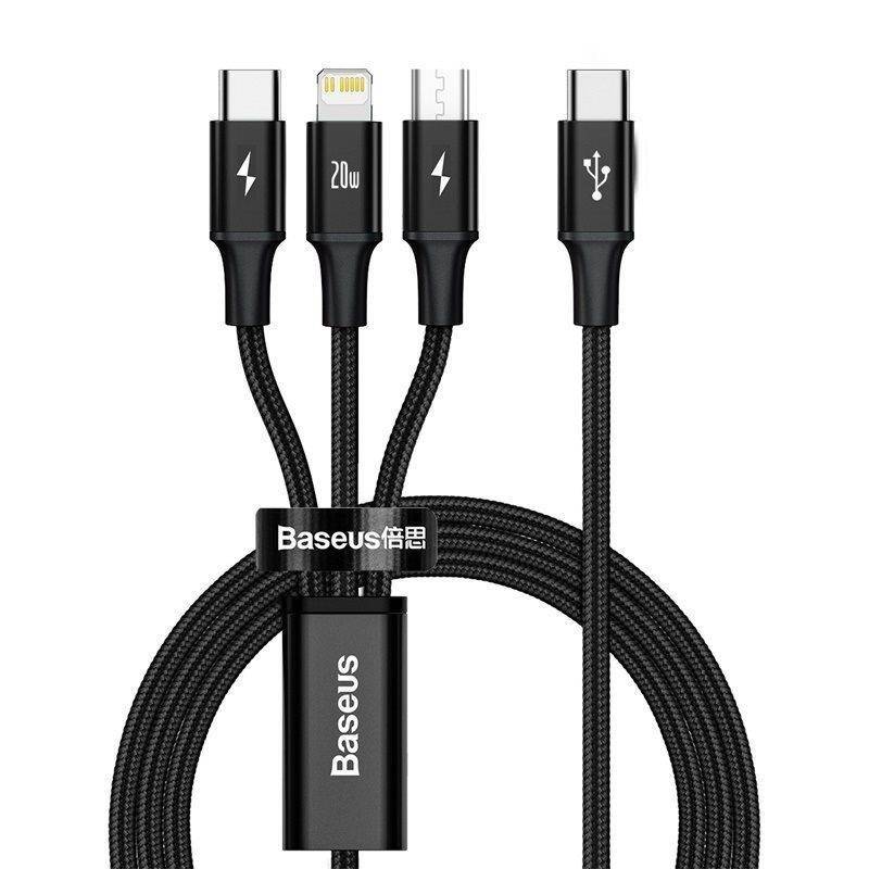 Baseus Rapid Series 3-in-1 Kabel USB-C für M+L+T 20W 1.5m Schwarz