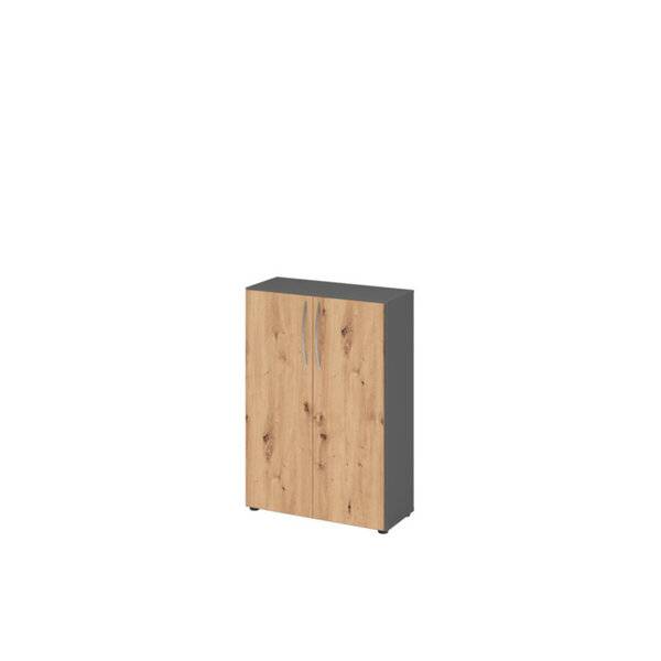 Flügeltürenschrank - 3 OH Graphit/Asteiche.