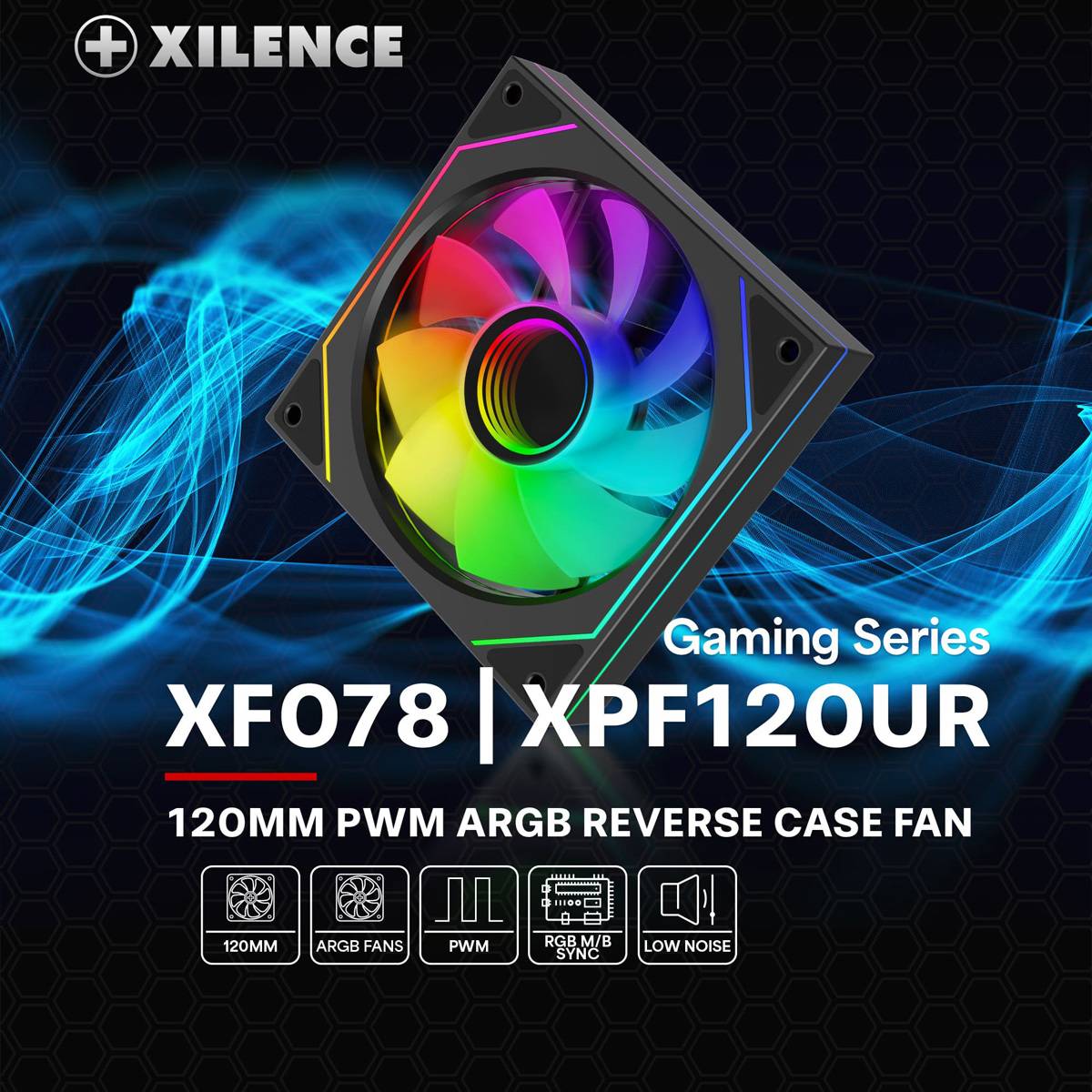 Xilence XF079 Reverse Gehäuseluefter mit Infinity-Mirror-Design Gehäuse-Lüfter