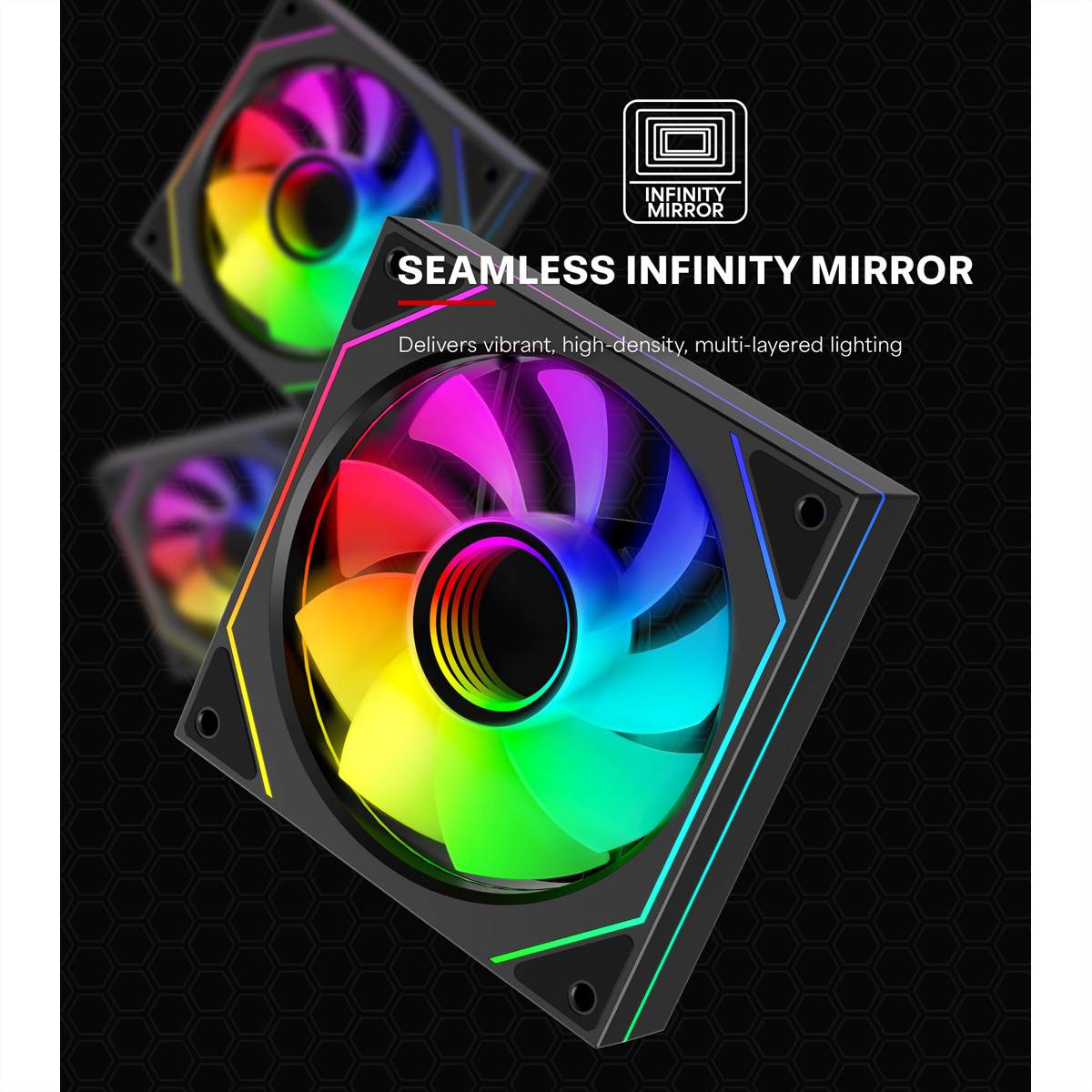 Xilence XF079 Reverse Gehäuseluefter mit Infinity-Mirror-Design Gehäuse-Lüfter