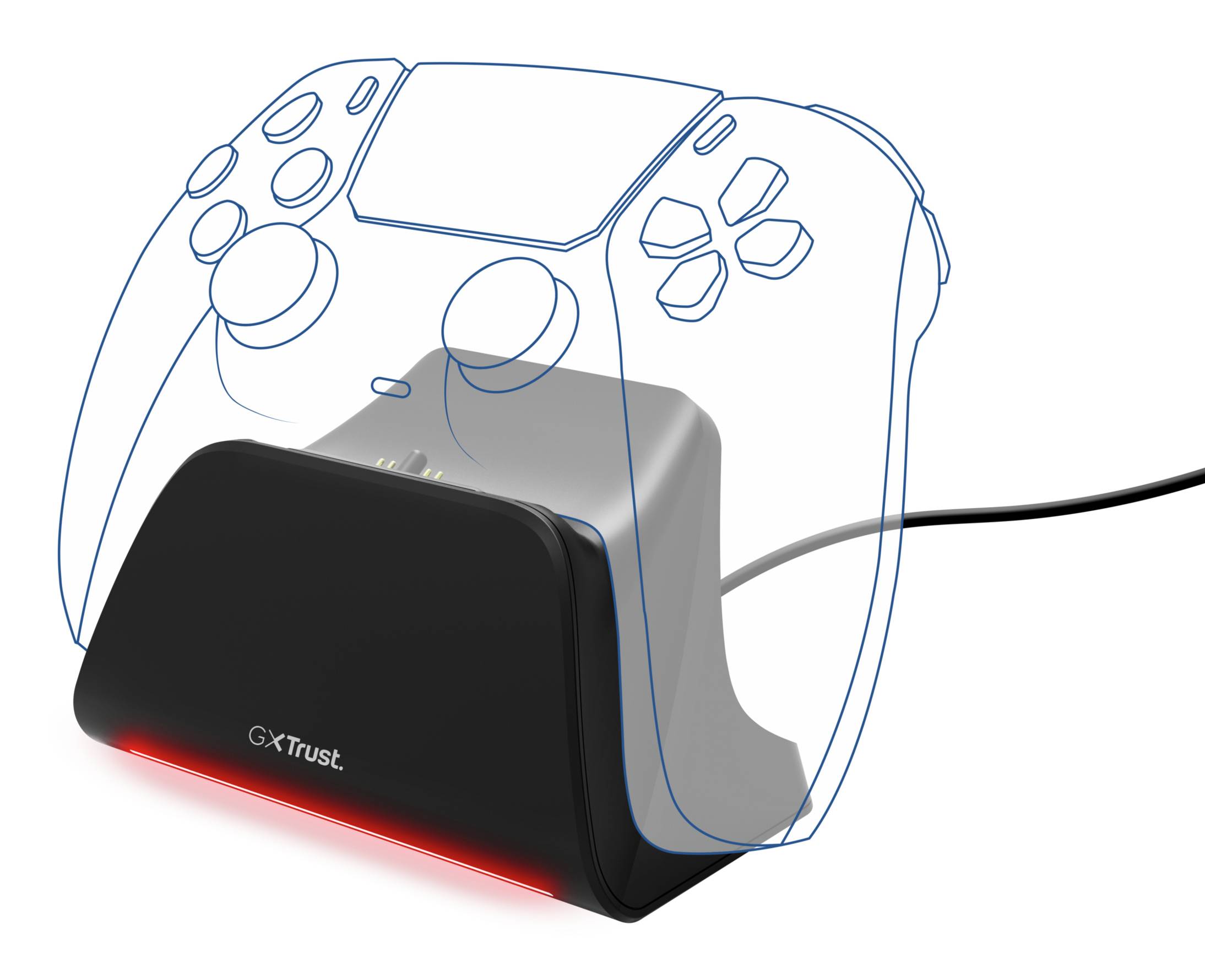 Trust GXT 255, PlayStation 5, Ladestation, Schwarz, ABS, 1 m, USB Typ-A auf USB Typ-C
