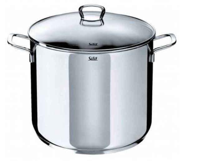 Silit 2103190912 Grand faitout/Soupière avec Couvercle Acier Inoxydable Argent 28 cm, 12 l,