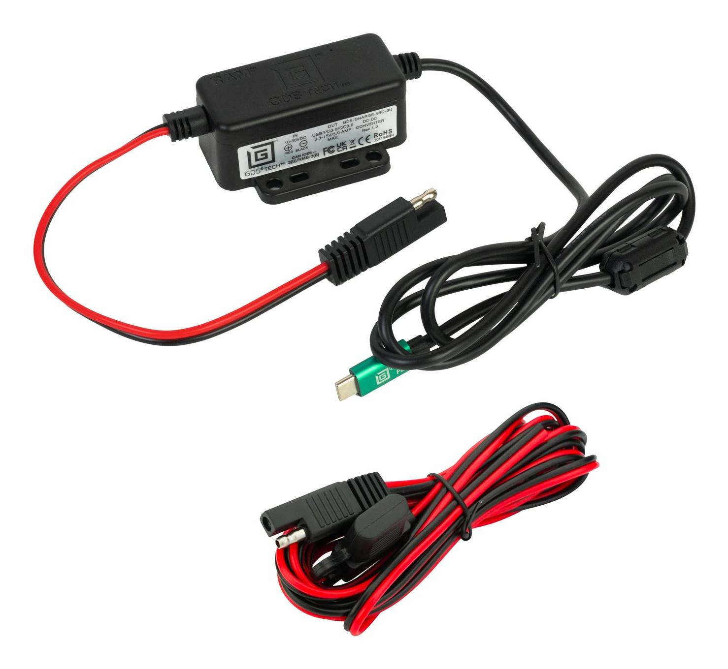 Ram Mounts RAM-GDS-CHARGE-V3C-3U, Auto, Gleichstrom, 15 V, 3 A, 1 m, Schwarz