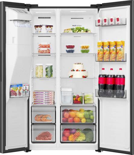 Side by Kühlschrank RS5P528STFE ?R, Freistehend, Amerikanische Tür, Schwarz, 2 T