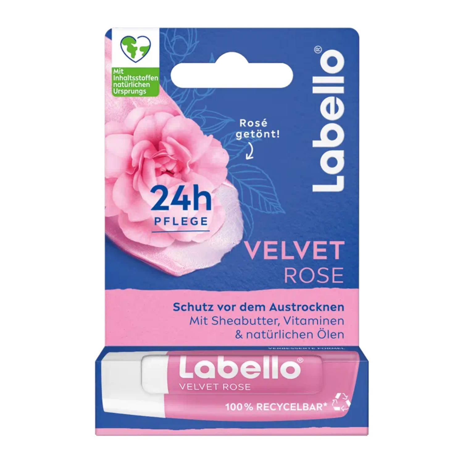 Labello Velvet Rose, Lippenbalsam, Pink, Frauen, Jeder Hauttyp, Sheabutter, Feuchtigkeitsspendend,